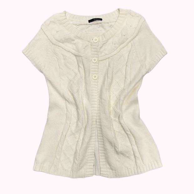 cable shorts knit cardigan