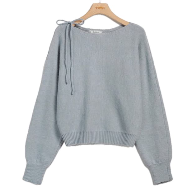 트위 하이티 숄더 리본 니트