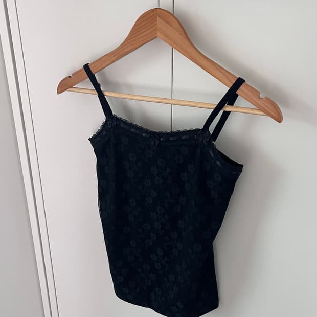 Vintage 블랙 장미 레이스 슬리브리스