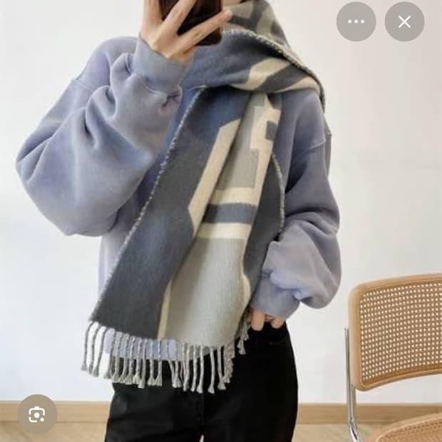 코치 리버시블 오버사이즈 머플러 블루/회색 미착용