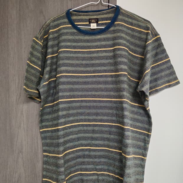 [XL] RRL 더블알엘 인디고 자카드 스트라이프 티셔츠