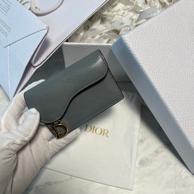 디올 새들 카드지갑 클라우드 블루