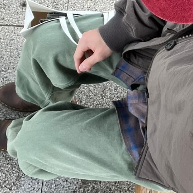 Wide Dyeing Denim Pants [Grass]