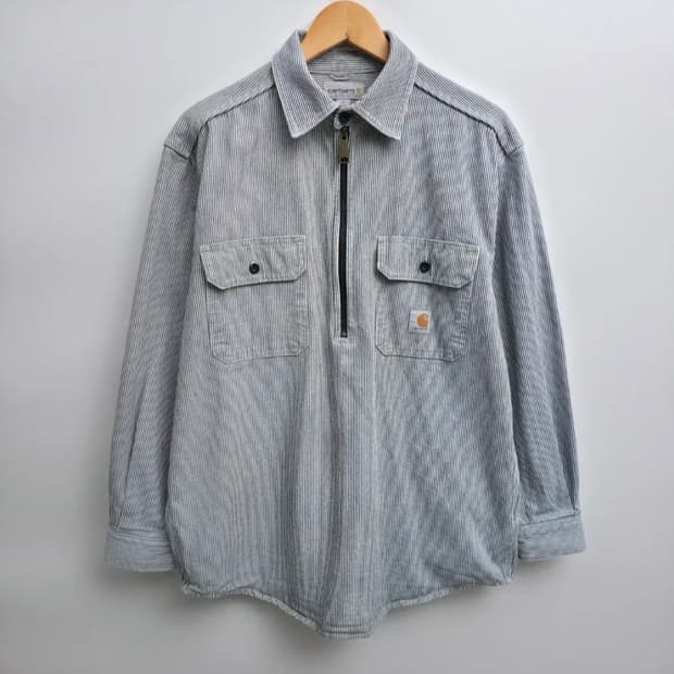 [M] 칼하트 히코리 하프집업 워크 셔츠