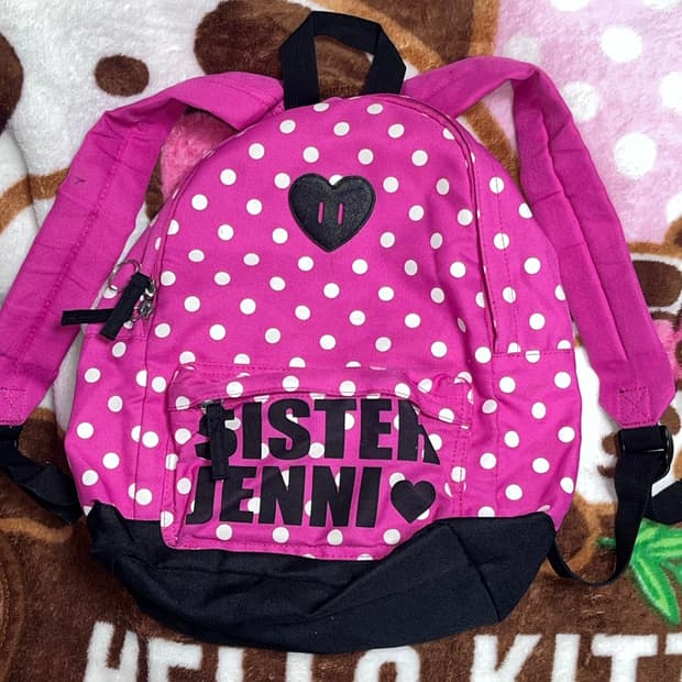 헤이세이 캐캐체깔 프리즘스톤깔 블랙 핑크 도트 가방 백팩 라떼갸루