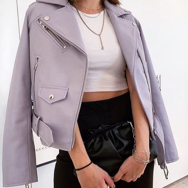 자라 퍼플 레더자켓