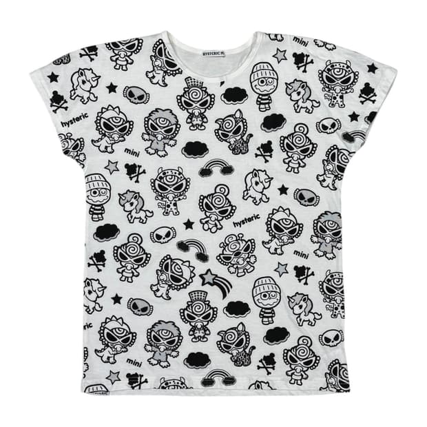 히스테릭 글래머 아카이브 별 무지개 유니콘 패턴 반팔 티셔츠