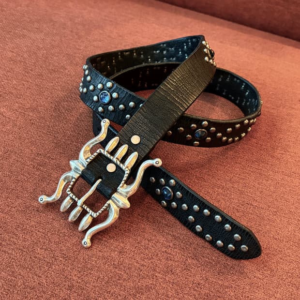 RRL / 더블알엘 스파이더 버클 스터드 크랙 버팔로 소가죽 벨트