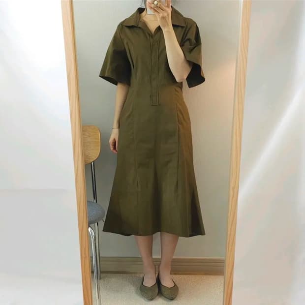 (66)한섬 타임 카라 반팔 원피스