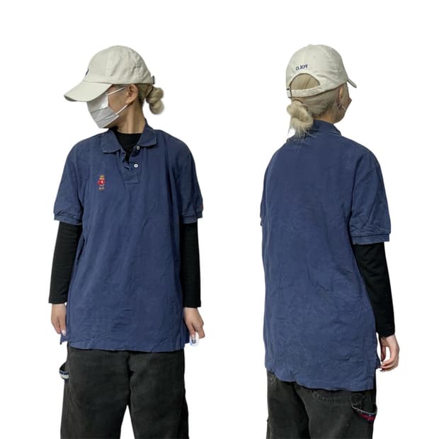 폴로 랄프 로렌 네이비 카라 반팔티 M