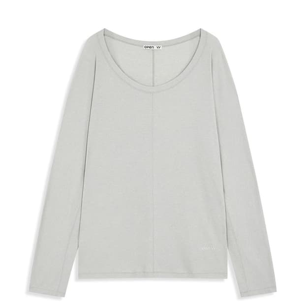 open yy SCOOP NECK LOUNGE TOP, GRAY