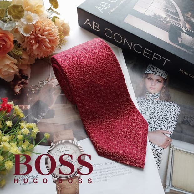 HUGO BOSS 휴고보스 레드 넥타이 8.5cm S~A+등급 k3225