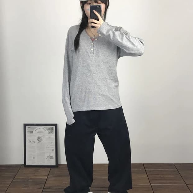 Ikka Layered Henley Long Sleeve