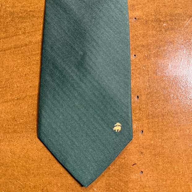 브룩스브라더스  실크 넥타이 그린 슬림 7.4cm