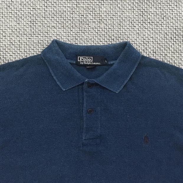 90s faded indigo blue poloshirts