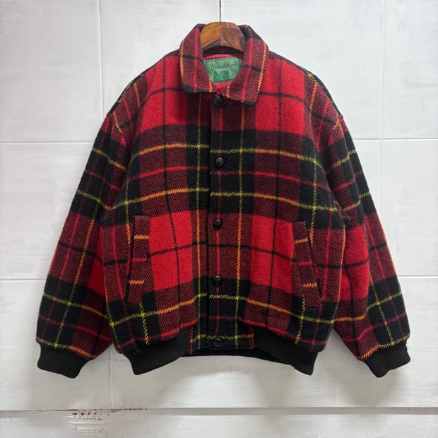 90's Munsingwear 먼싱웨어 체크 워크자켓 블루종