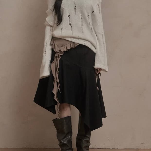 카키포인트 Unbalanced Midi Skirt 미디스커트
