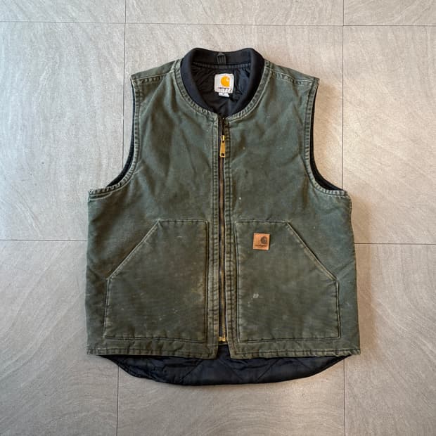 칼하트 정품 모스그린 덕 캔버스 조끼