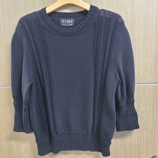 타임 블랙 반팔 니트