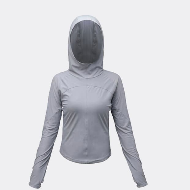 오호스 BACK SLIT JERSEY HOODIE-GREY