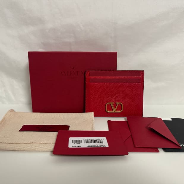 발렌티노 로고 카드지갑 레드(OS)