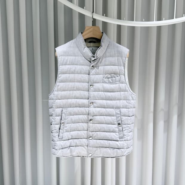 (A+/XL) / 브루넬로 쿠치넬리 린넨 울 그레이 다운 베스트