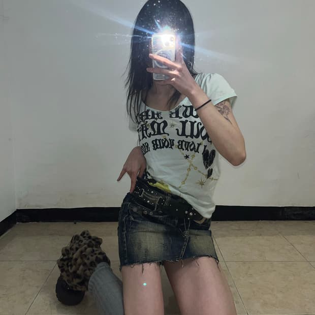 할로윈 민트 펑크 프린팅 티셔츠 