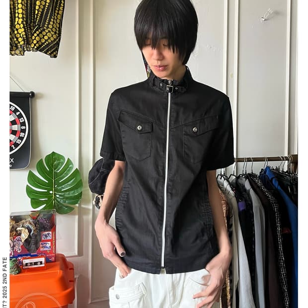 MFE Half Sleeve Black Shirt Zip-up 