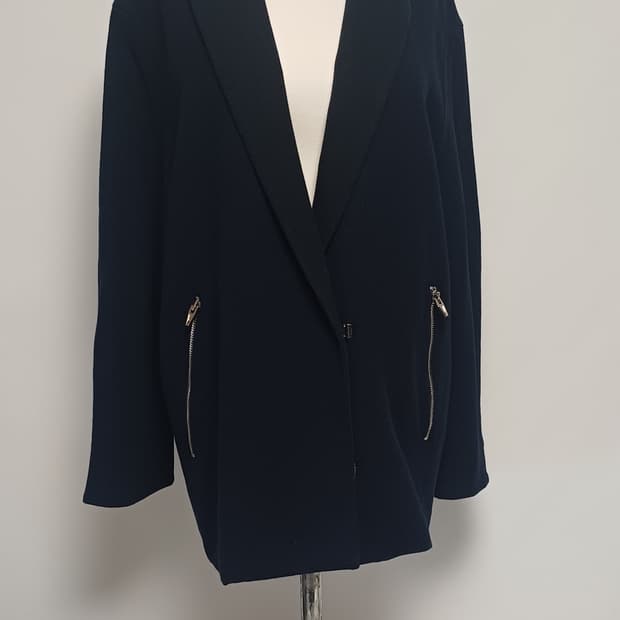 [울 98%/고급] 베네통 골드 지퍼 포인트 미니멀 자켓 (77/44호)