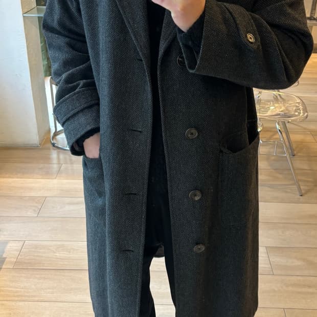 재팬 빈티지 울 해링본 코트