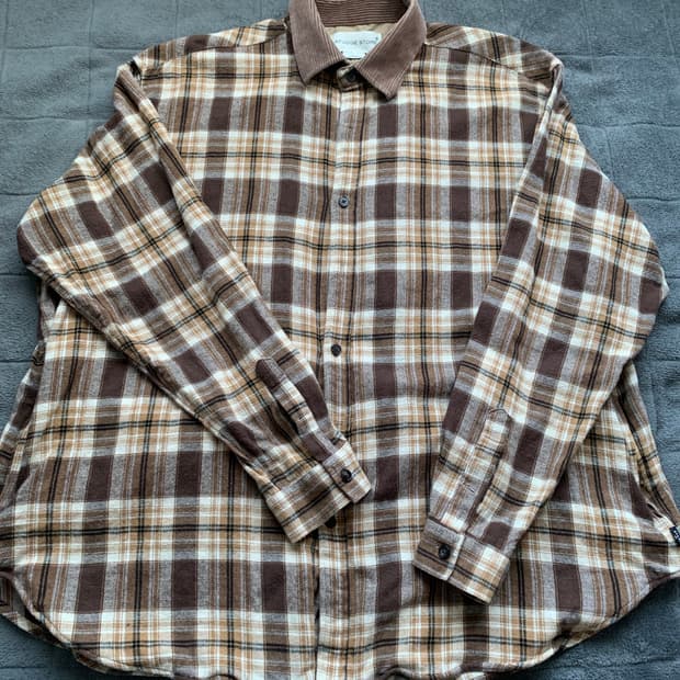 라퍼지스토어 코듀로이 칼라 빅 오버 체크 셔츠자켓L