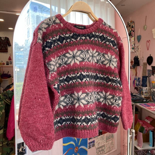 울 100% 노르딕 패턴 니트