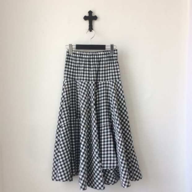 Check pattern unbalanced skirt