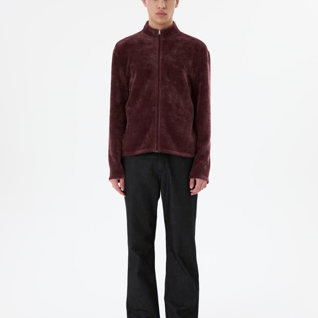 [M]아모멘토 벨벳 집업 점퍼 버건디