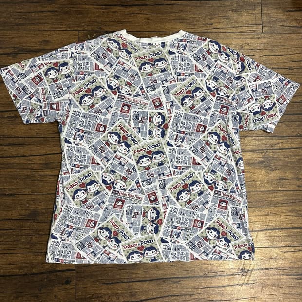 페코짱 Peko & Poko 일본 한정 올오버 프린트 반팔 티셔츠 2XL