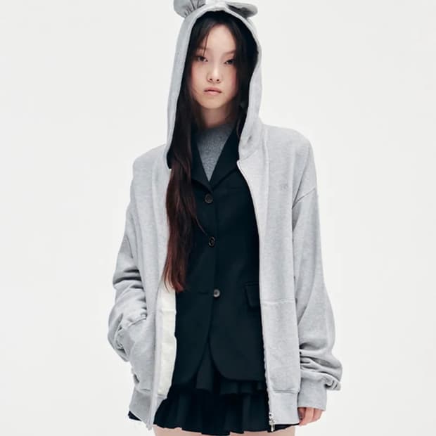 유희 youhee 이어 디테일 후드 집업