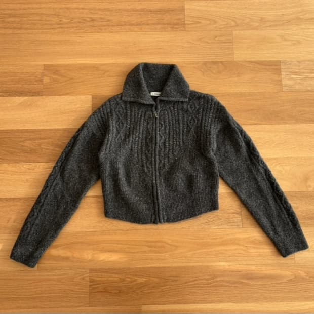 제이청 알파카 크롭 니트집업