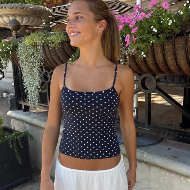 Brandy melville 도트 슬리브리스 네이비
