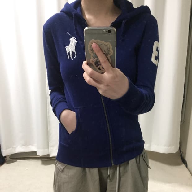 폴로 랄프로렌 네이비 빅포니 딱붙 후드집업