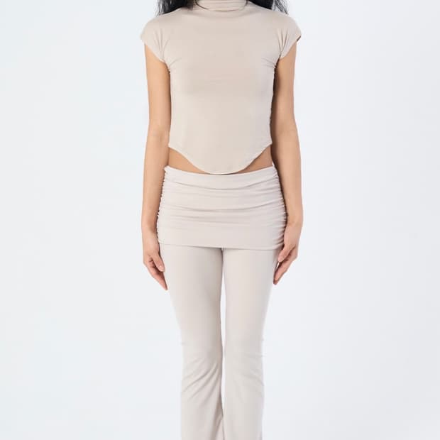 Layered semi bootscut pants | Sheer Sand