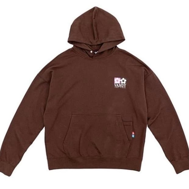 반디더핑크 로고 후드 브라운 후디