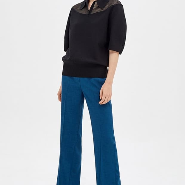 시스템 시스루 블록 니트 탑 프리사이즈