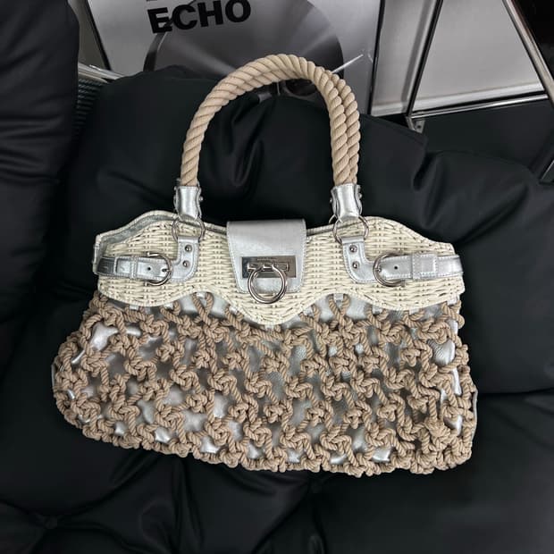 살바토레 페라가모 위커 & 마크라메 간치니 토트백