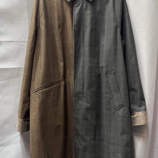 마르지엘라 & H&M 하프앤하프 체크 코트 L(XL)