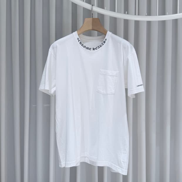 (A급/XL) / 크롬하츠 넥로고 코튼 반팔 티셔츠 화이트