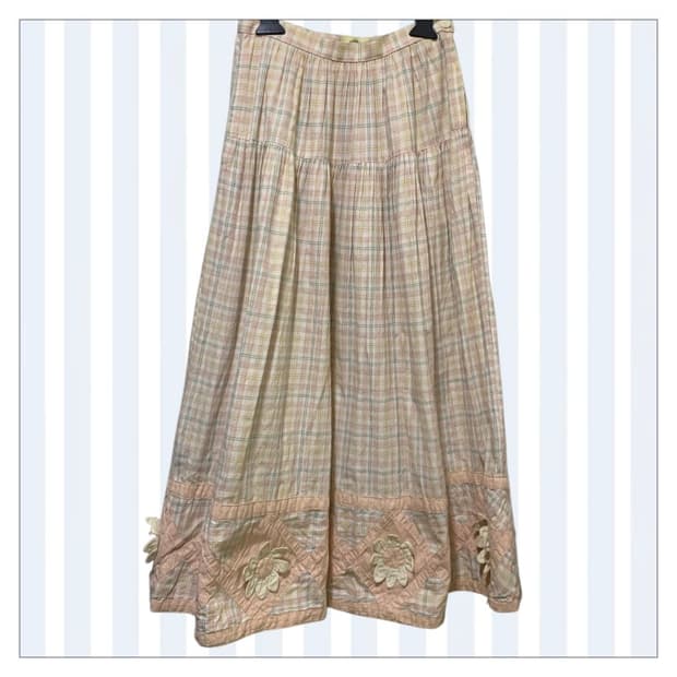 모리걸 하구미 퀼팅꽃장식 롱 스커트