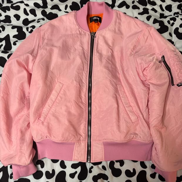 [stussy] 스투시 다이드 나일론 봄버 핑크M