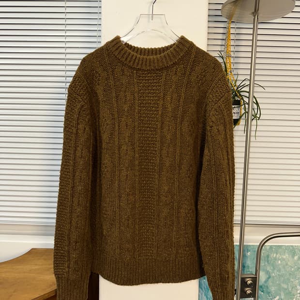 토마스모어 케이블 니트 오크브라운 L