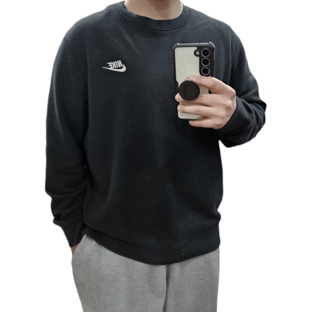 L 나이키 맨투맨 블랙