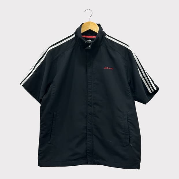 아디다스 우븐 바람막이 반팔 집업 자켓 점퍼 검흰